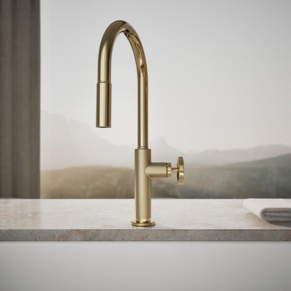 KOHLER Vibrant French Gold BILLET PULL-DOWN - CIRCLE HANDLE 