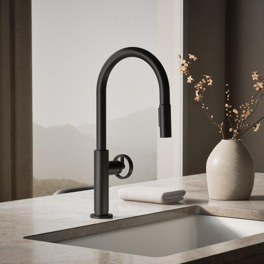 KOHLER Matte Black BILLET PULL-DOWN - CIRCLE HANDLE 