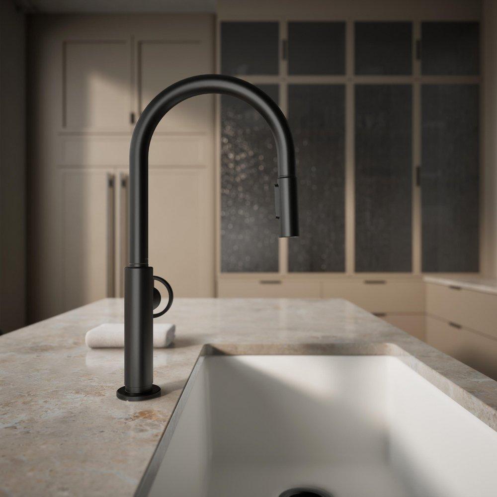 KOHLER Matte Black BILLET PULL-DOWN - CIRCLE HANDLE 