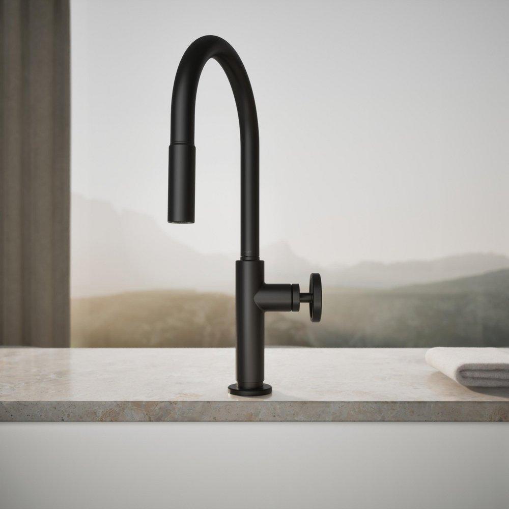 KOHLER Matte Black BILLET PULL-DOWN - CIRCLE HANDLE 