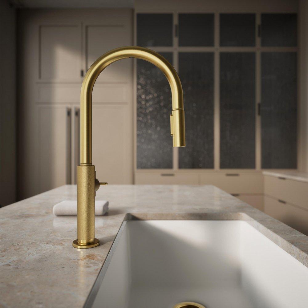 KOHLER Vibrant Brushed Moderne Brass BILLET TOUCHLESS PD - CROSS HANDLE 