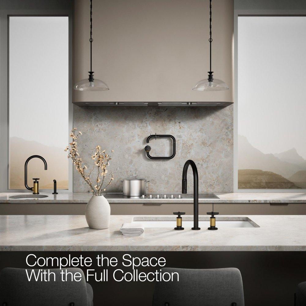 KOHLER Matte Black with Brushed Moderne Brass BILLET WIDESPREAD PD - CROSS 