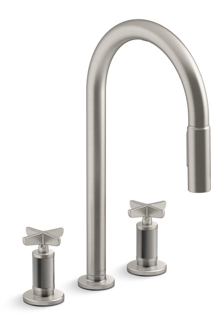 KOHLER Vibrant® Stainless BILLET WIDESPREAD PD - CROSS 