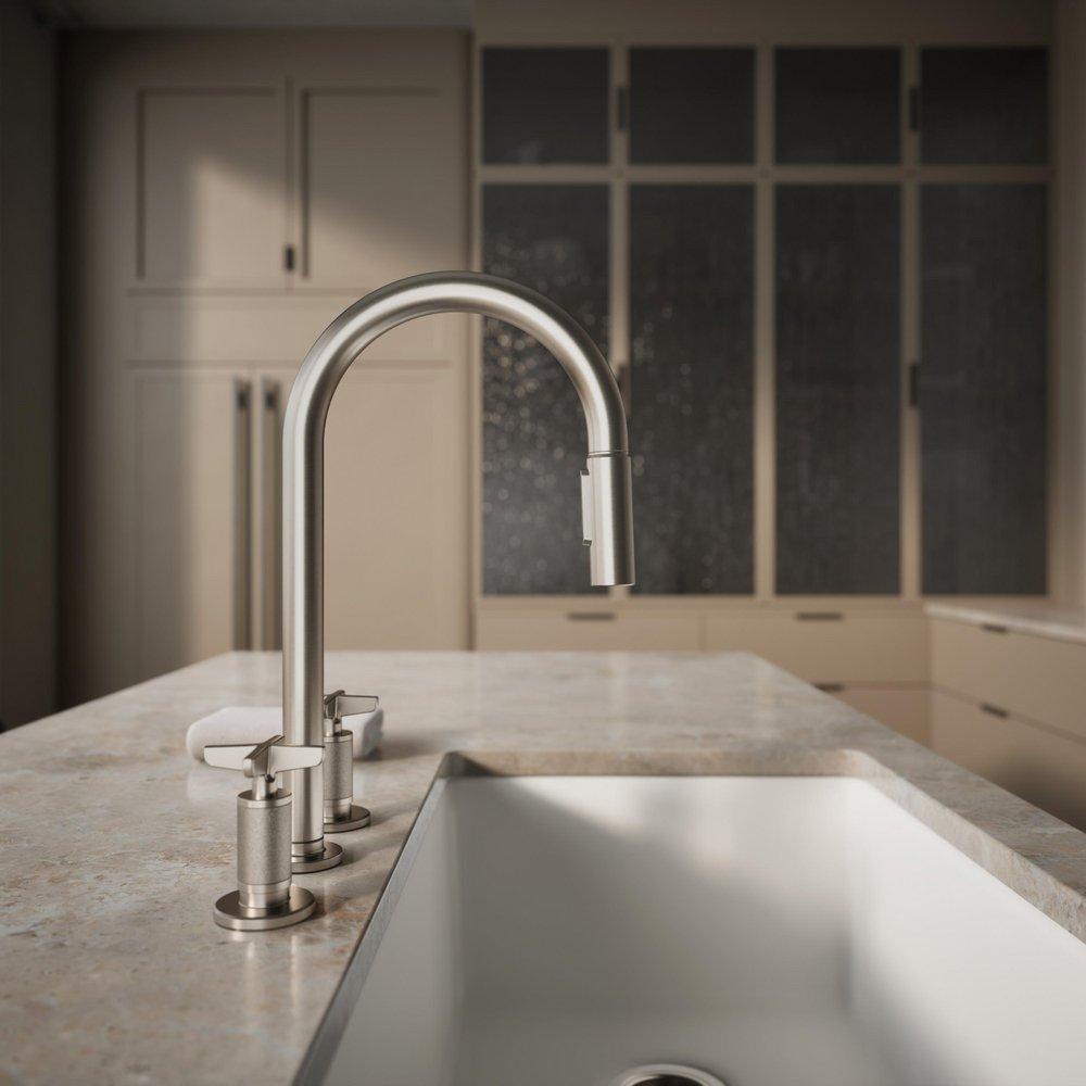 KOHLER Vibrant Stainless BILLET WIDESPREAD PD - CROSS 