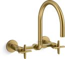KOHLER Vibrant&reg; Brushed Moderne Brass BILLET WM BRIDGE - CROSS HANDLE 