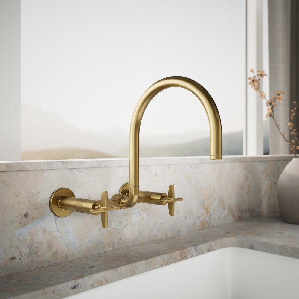 KOHLER Vibrant Brushed Moderne Brass BILLET WM BRIDGE - CROSS HANDLE 