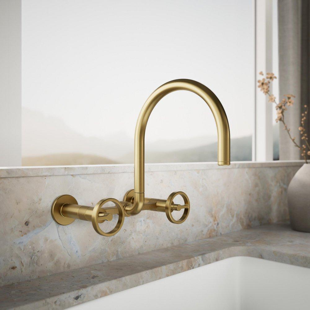 KOHLER Vibrant Brushed Moderne Brass BILLET WM BRIDGE - CIRCLE HANDLE 