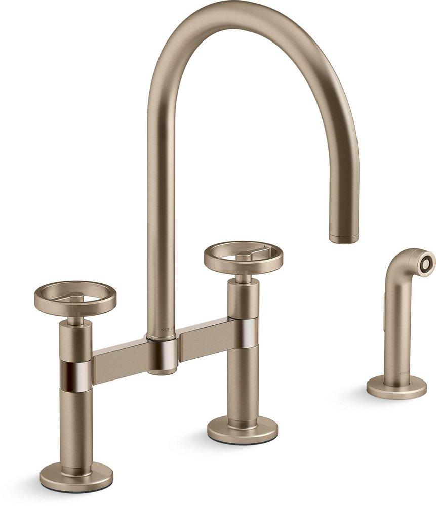 KOHLER Vibrant&reg; Brushed Bronze BILLET DM BRIDGE - CIRCLE HANDLE 