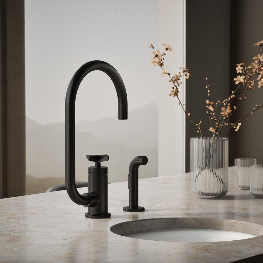 KOHLER Matte Black BILLET COMPOUND SWING - CROSS HANDLE 