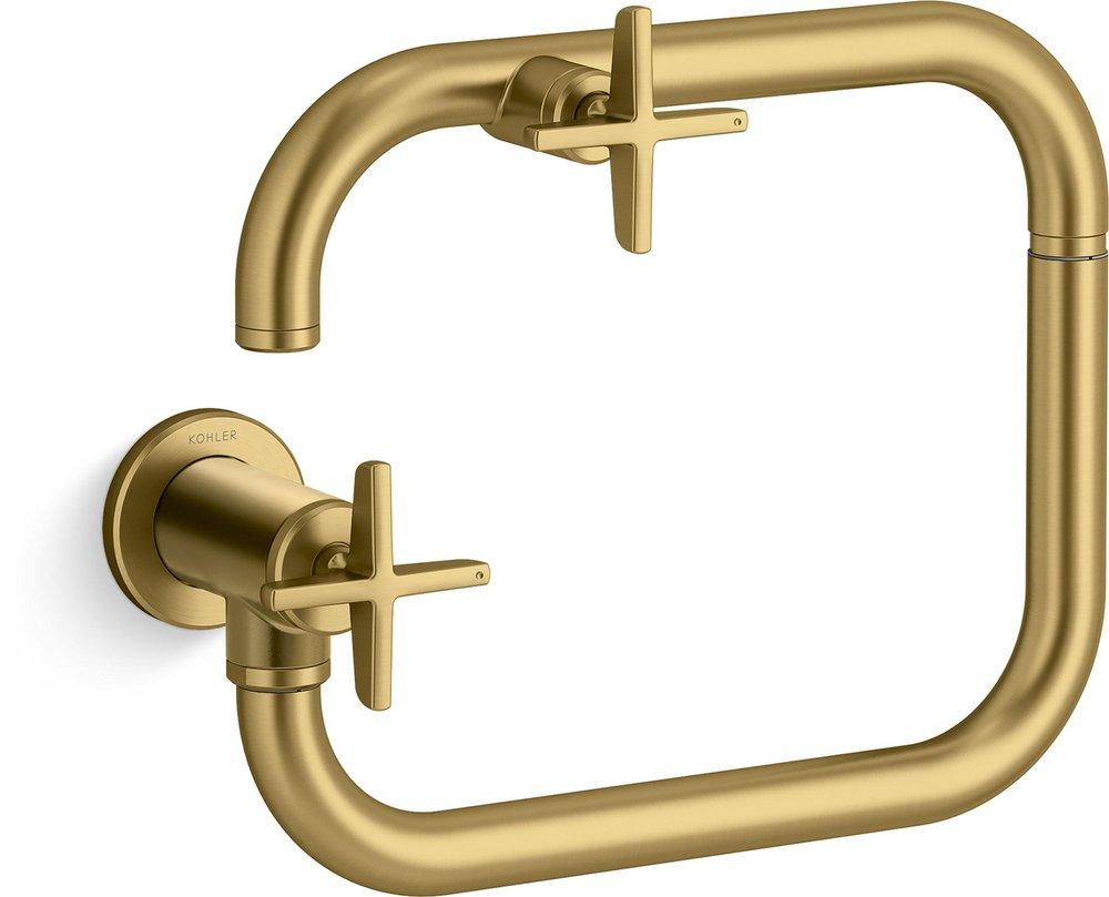KOHLER Vibrant® Brushed Moderne Brass BILLET WM POT FILLER - CROSS HANDLE 