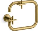 KOHLER Vibrant® Brushed Moderne Brass BILLET WM POT FILLER - CROSS HANDLE 
