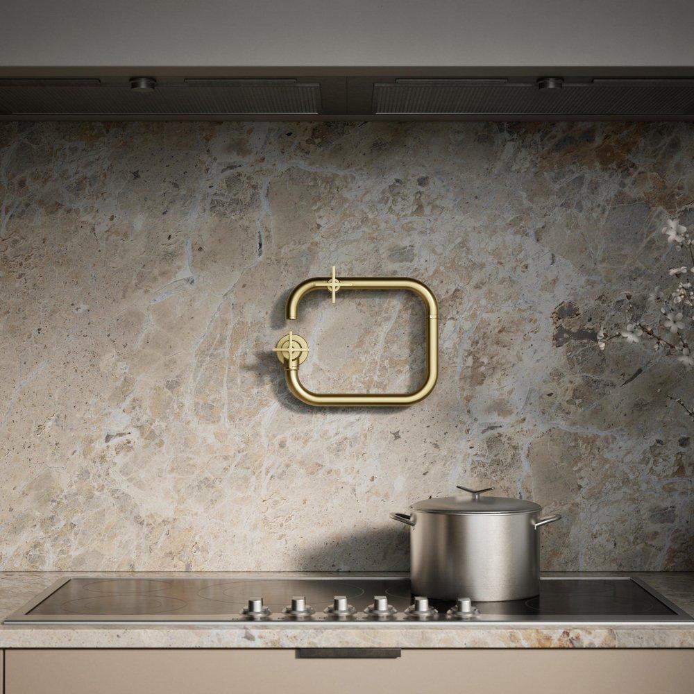 KOHLER Vibrant Brushed Moderne Brass BILLET WM POT FILLER - CROSS HANDLE 