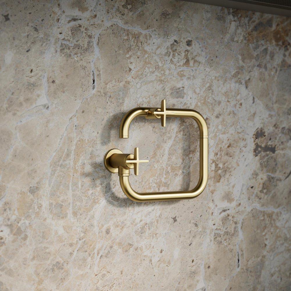 KOHLER Vibrant Brushed Moderne Brass BILLET WM POT FILLER - CROSS HANDLE 