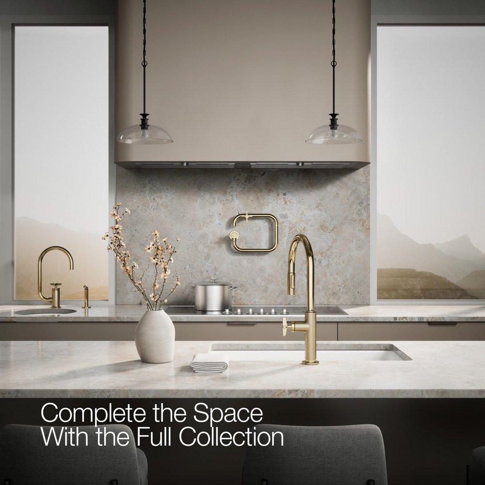 KOHLER Vibrant French Gold BILLET WM POT FILLER - CROSS HANDLE 