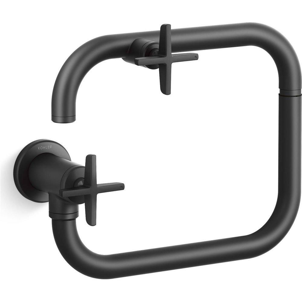 KOHLER Matte Black BILLET WM POT FILLER - CROSS HANDLE 