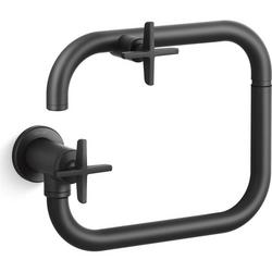 Wall Mount Pot Filler with Cross Handles in Matte Black