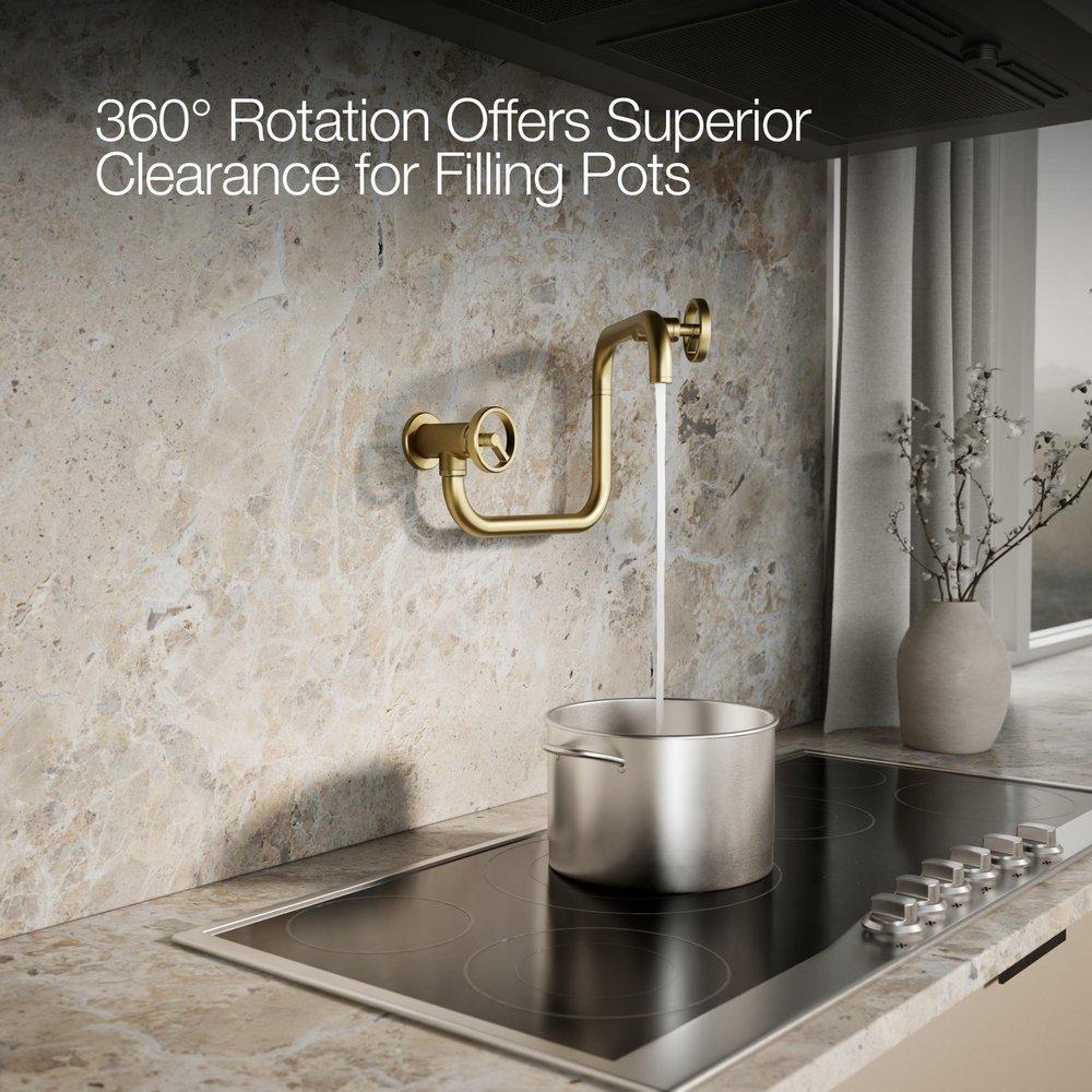 KOHLER Vibrant Brushed Moderne Brass BILLET WM POT FILLER - CIRCLE HANDLE 