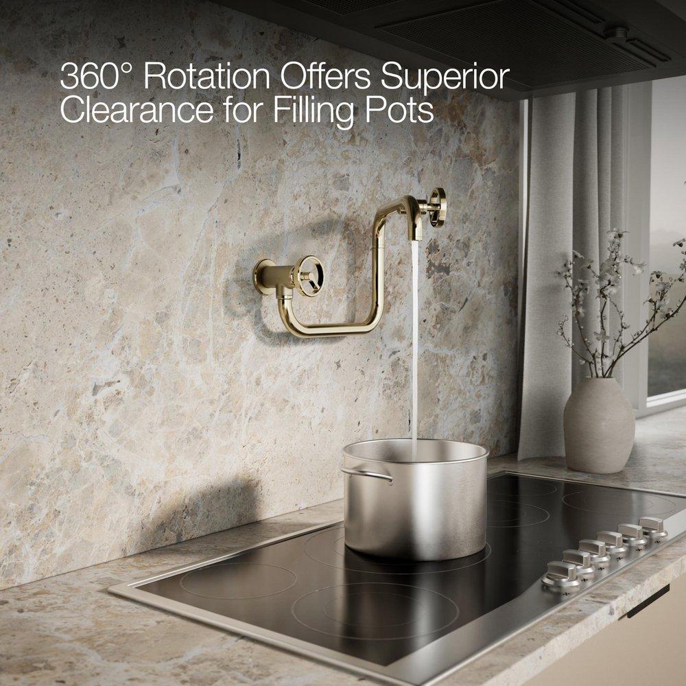 KOHLER Vibrant French Gold BILLET WM POT FILLER - CIRCLE HANDLE 