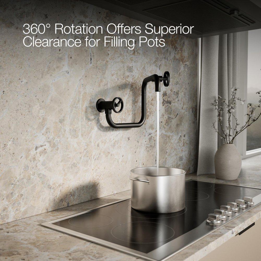 KOHLER Matte Black BILLET WM POT FILLER - CIRCLE HANDLE 