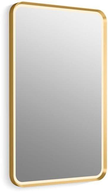 Ultrabright 22 x 34 in. Rectangular Lighted Framed Mirror in Moderne Brushed Gold 