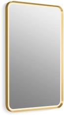 Ultrabright 22 x 34 in. Rectangular Lighted Framed Mirror in Moderne Brushed Gold 