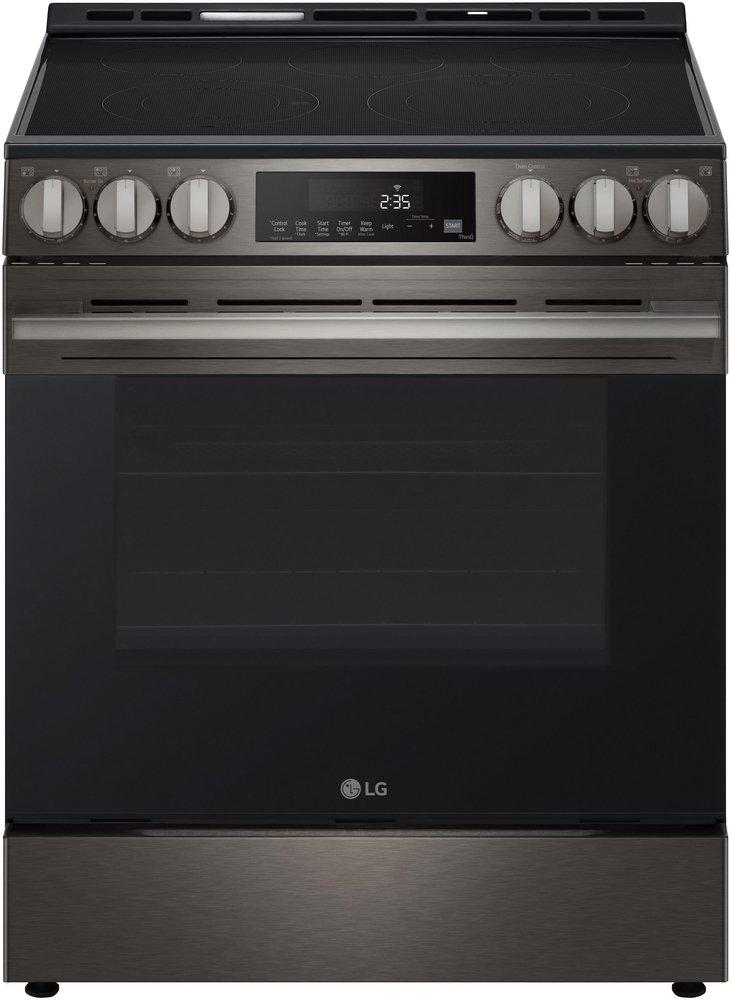 6.3 CU.FT. SMART ELECTRIC SINGLE OVEN SLIDE-IN RANGE AIR FRY FAN CONVECTION EASYCLEAN SELF CLEAN THINQ BLACK STAINLESS STEEL E-STAR - NEW HANDLE 