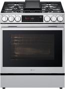 6.3 CU.FT. SMART GAS SINGLE OVEN SLIDE-IN RANGE INSTAVIEW AIR FRY PROBAKE CONVECTION EASYCLEAN SELF CLEAN THINQ PRINTPROOF STAINLESS STEEL - NEW HANDLE 