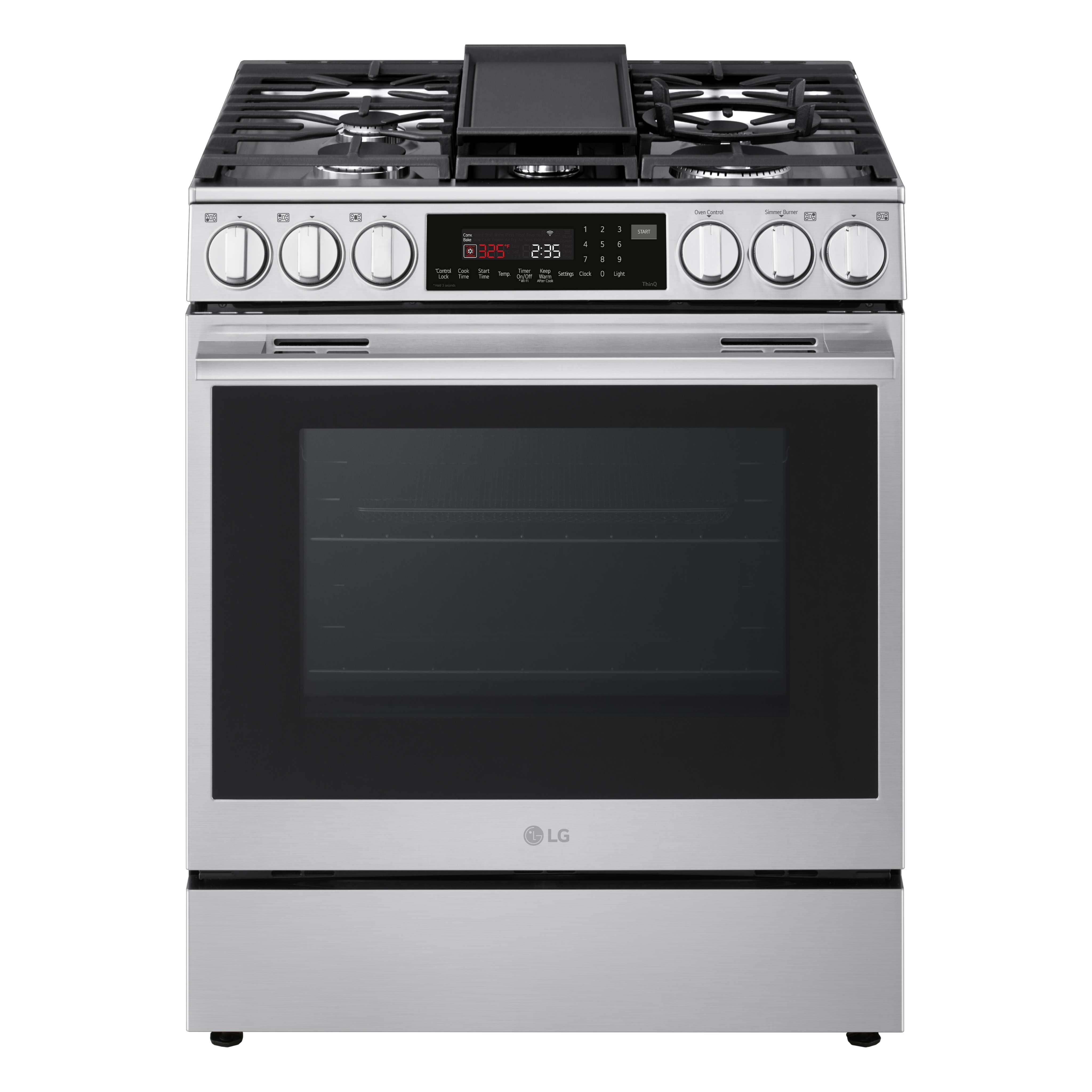 6.3 CU.FT. SMART GAS SINGLE OVEN SLIDE-IN RANGE INSTAVIEW AIR SOUS VIDE AIR FRY PROBAKE CONVECTION EASYCLEAN SELF CLEAN THINQ PRINTPROOF STAINLESS STEEL - NEW HANDLE 