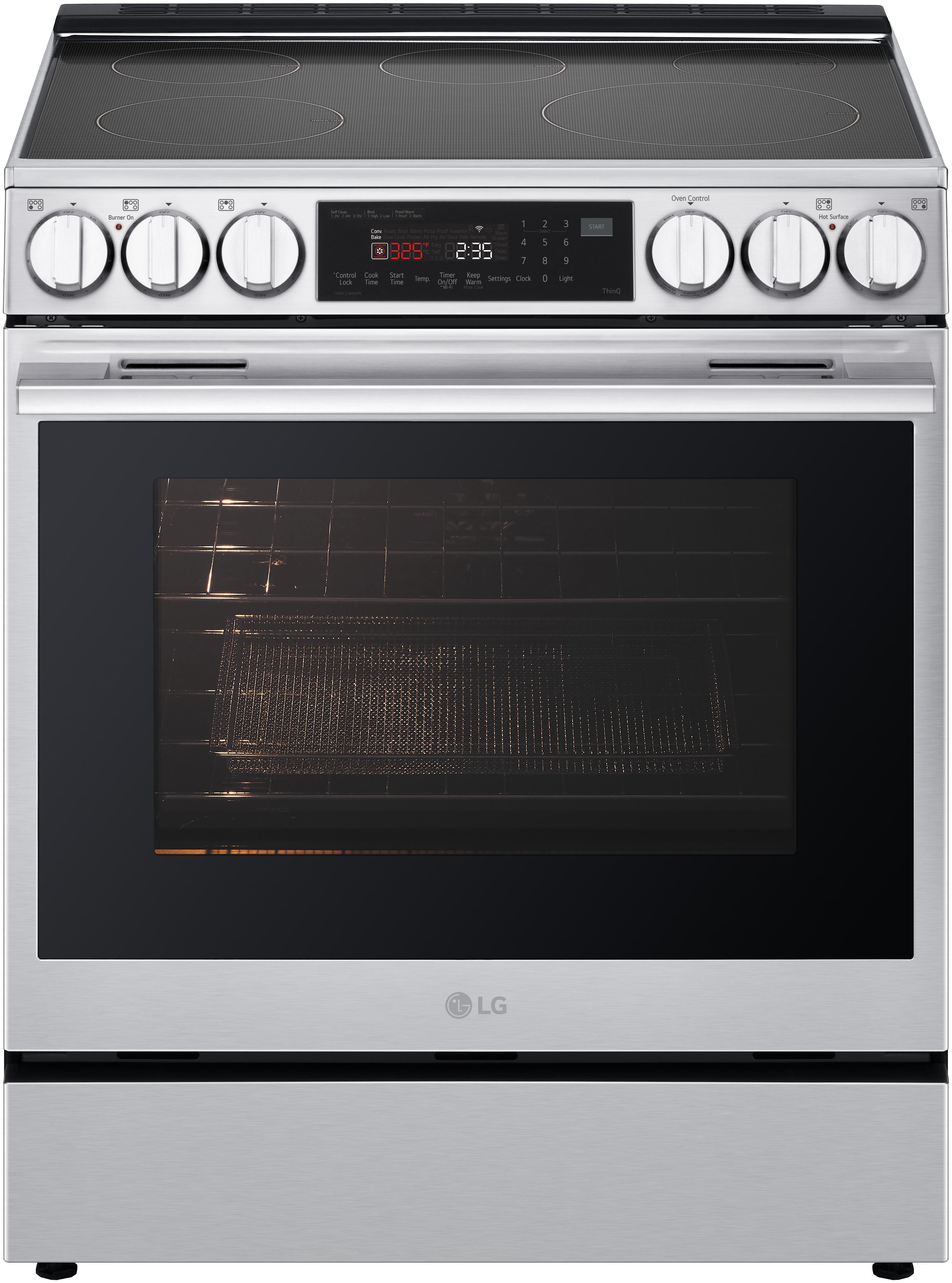 30" W Smart Electric Slide In Induction Range with InstaView Single Convection Oven with Air Fry and Sous Vide in Stainless Steel 