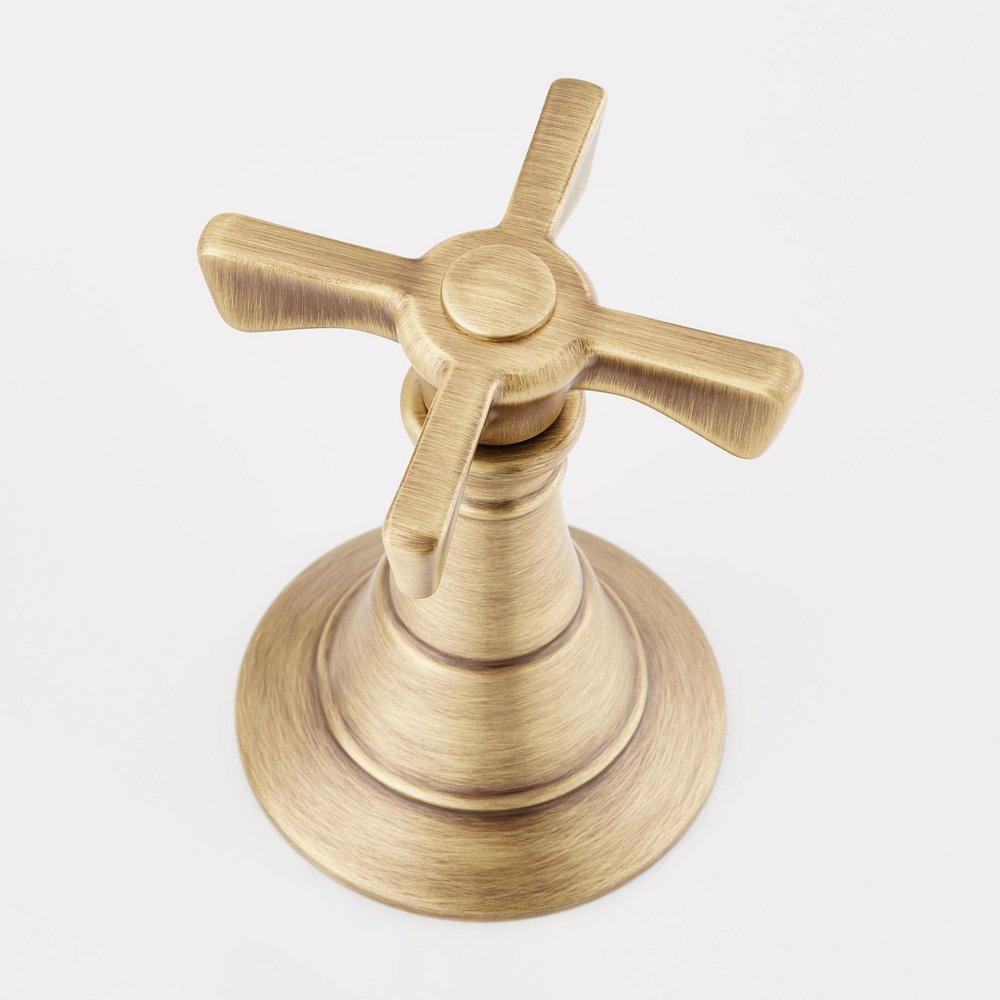 MARCEAU 4-HOLE ROMAN TUB FAUCET AND HAND SHOWER - CROSS HANDLES - AGED BRASS 