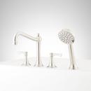 MARCEAU 4-HOLE ROMAN TUB FAUCET AND HAND SHOWER WITH ROUGH-IN VALVE - LEVER HANDLES - BRUSHED NICKEL 