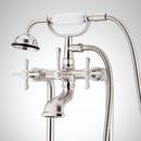 MARCEAU FREESTANDING TUB FAUCET WITH HAND SHOWER - CROSS HANDLES - BRUSHED NICKEL 