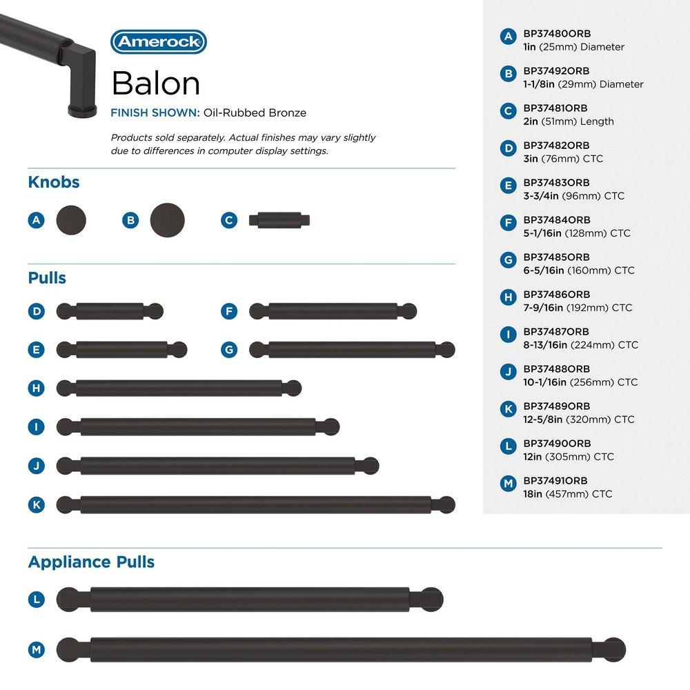 BALON 5-1/16 INCH 128MM CENTER-TO-CENTER OIL-RUBBED BRONZE CABINET PULL 