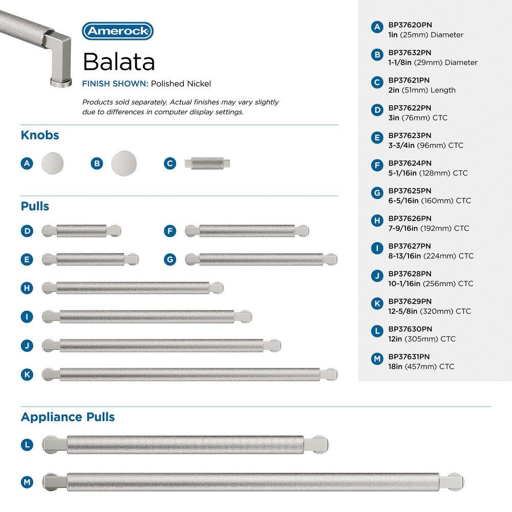BALATA 12 INCH 305MM CENTER-TO-CENTER POLISHED NICKEL APPLIANCE PULL 