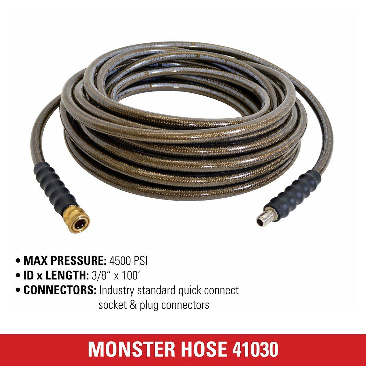 Monster 100-Foot (3/8") 4500 PSI High-Pressure Hose w/ Quick Connectors 
