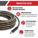 Monster 100-Foot (3/8") 4500 PSI High-Pressure Hose w/ Quick Connectors 