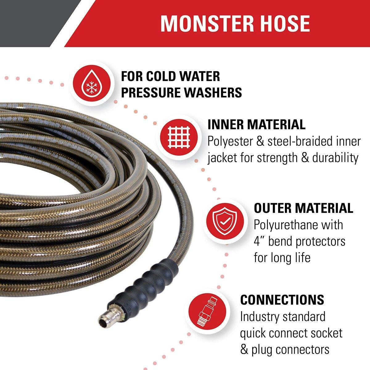 Monster 200 ft. (3/8 in.) 4500 PSI High-Pressure Hose with Quick Connectors 