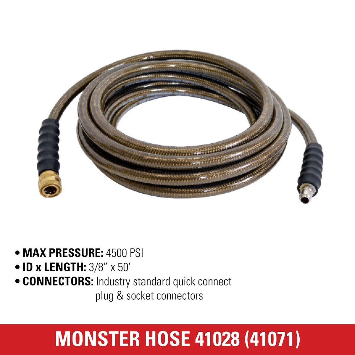 Monster 50-Foot (3/8") 4500 PSI High Pressure Hose w/ Quick Connectors 