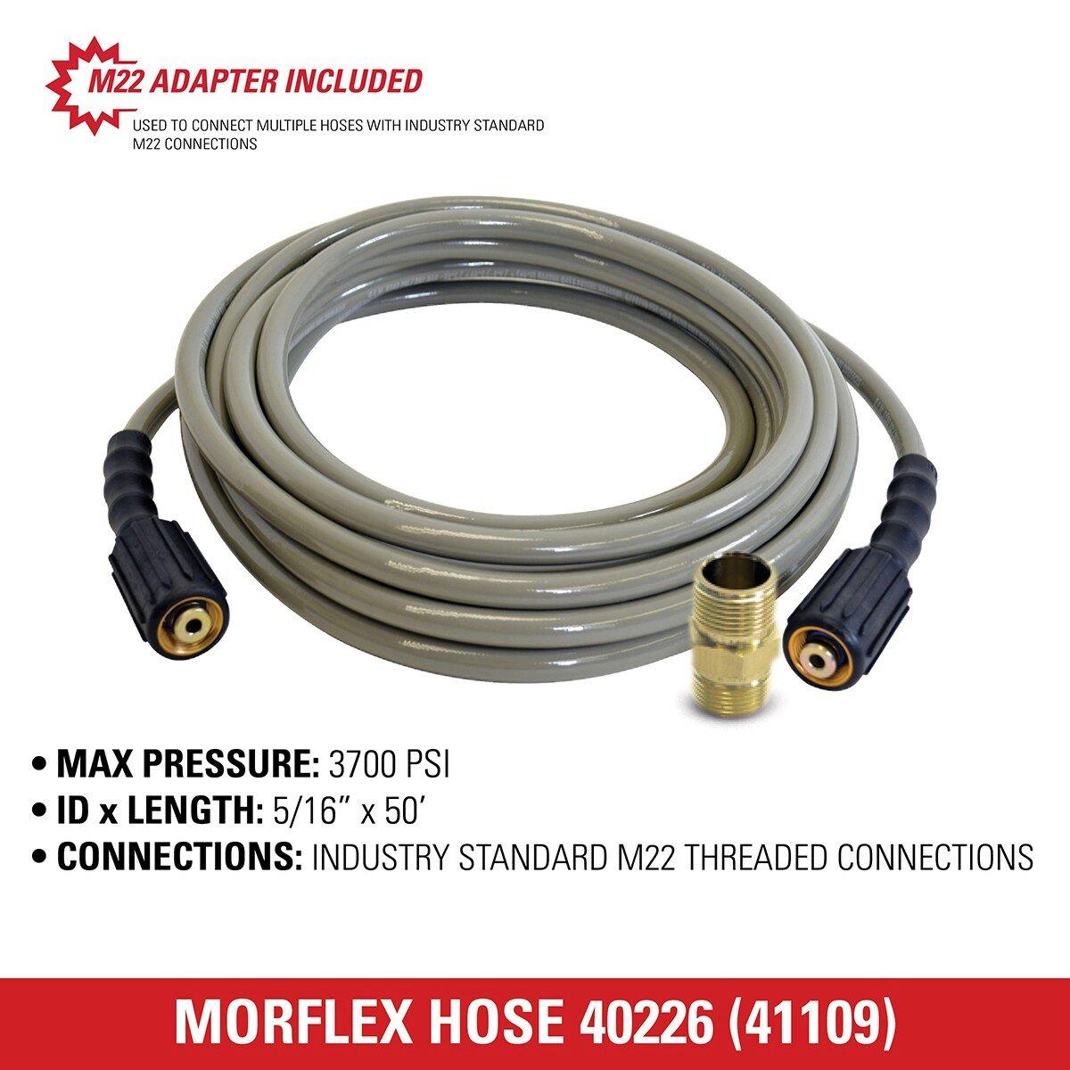 MorFlex 50 ft. (5/16 in.) 3700 PSI High-Pressure Hose with M22 Connectors 