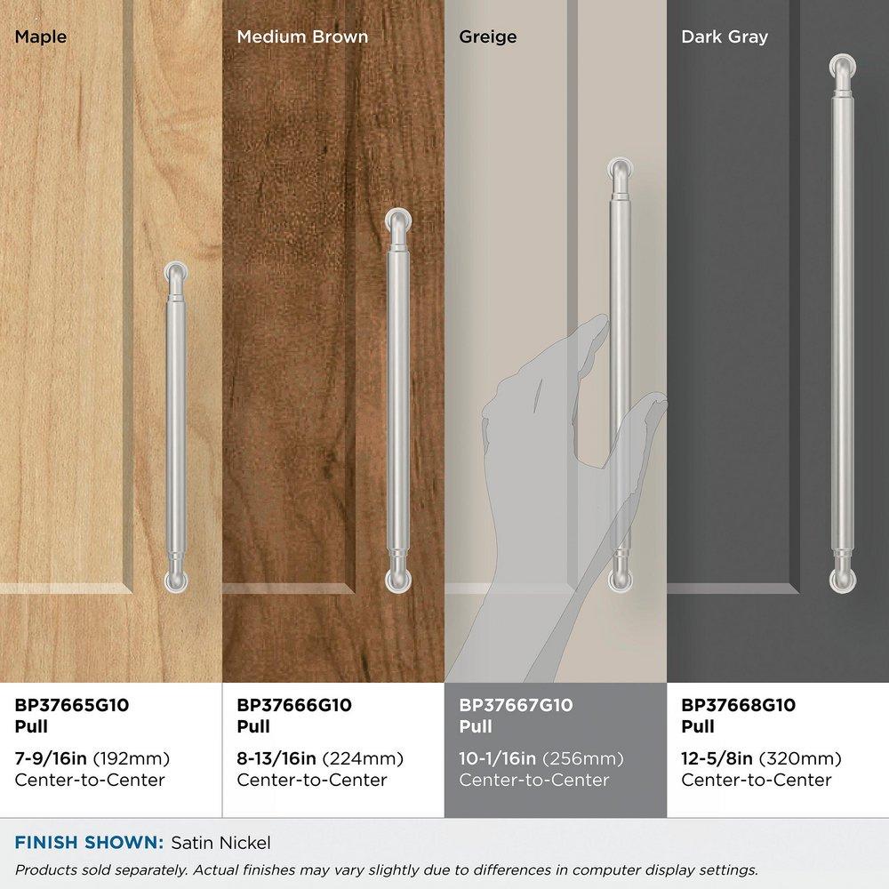 COBLE 10-1/16 INCH 256MM CENTER-TO-CENTER SATIN NICKEL CABINET PULL 