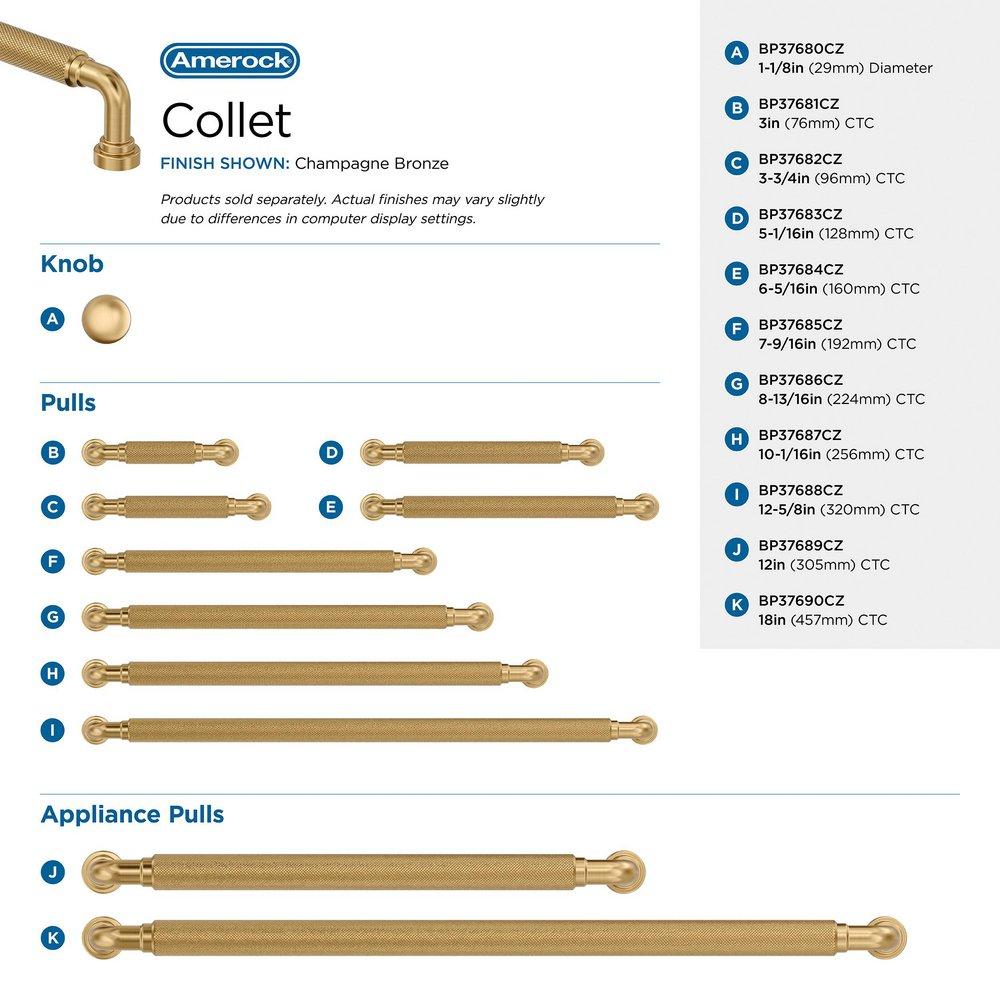 COLLET 8-13/16 INCH 224MM CENTER-TO-CENTER CHAMPAGNE BRONZE CABINET PULL 