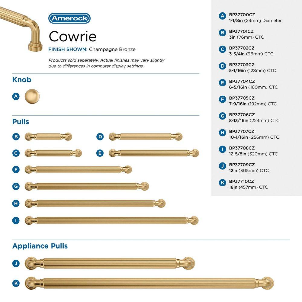 COWRIE 5-1/16 INCH 128MM CENTER-TO-CENTER CHAMPAGNE BRONZE CABINET PULL 