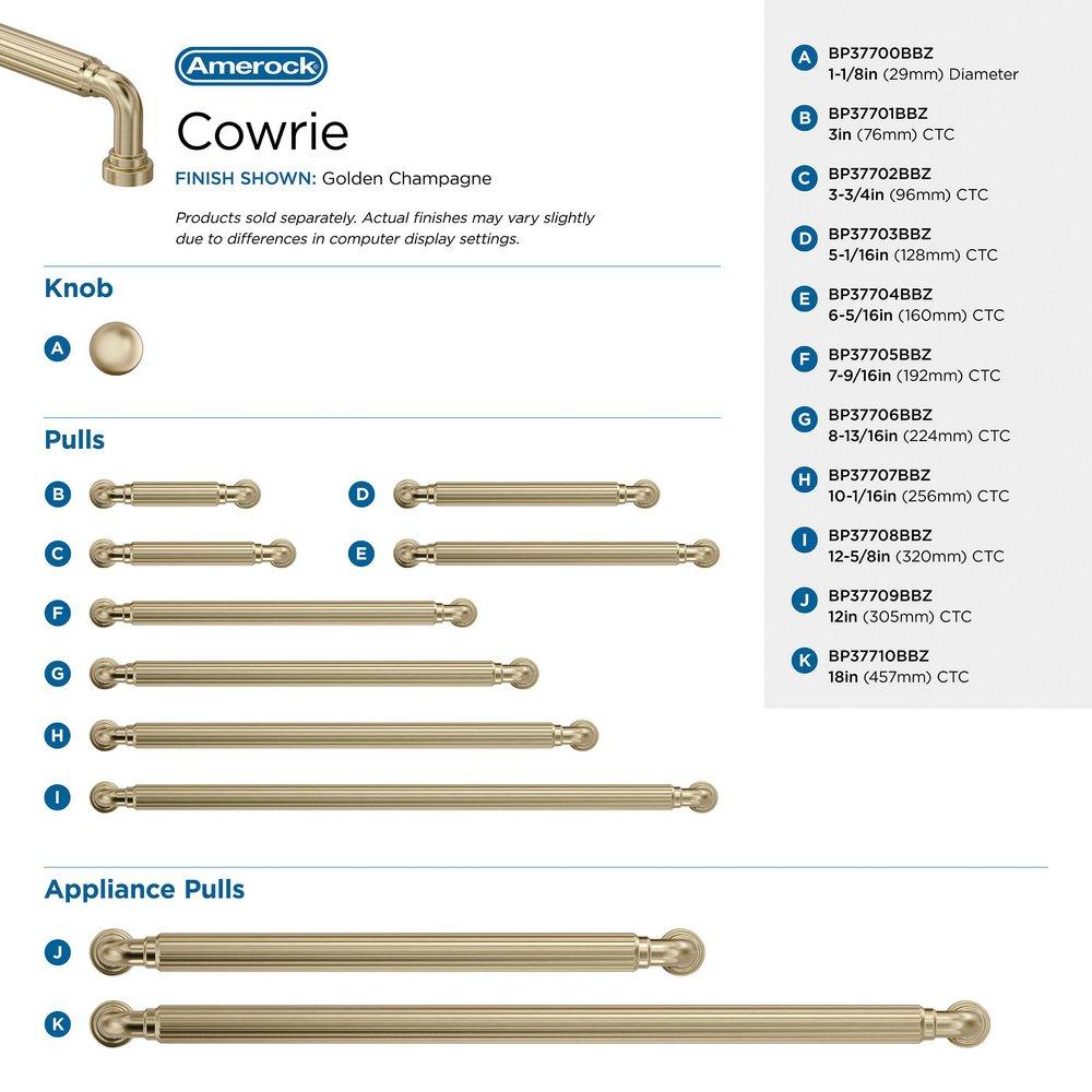 COWRIE 12 INCH 305MM CENTER-TO-CENTER GOLDEN CHAMPAGNE APPLIANCE PULL 