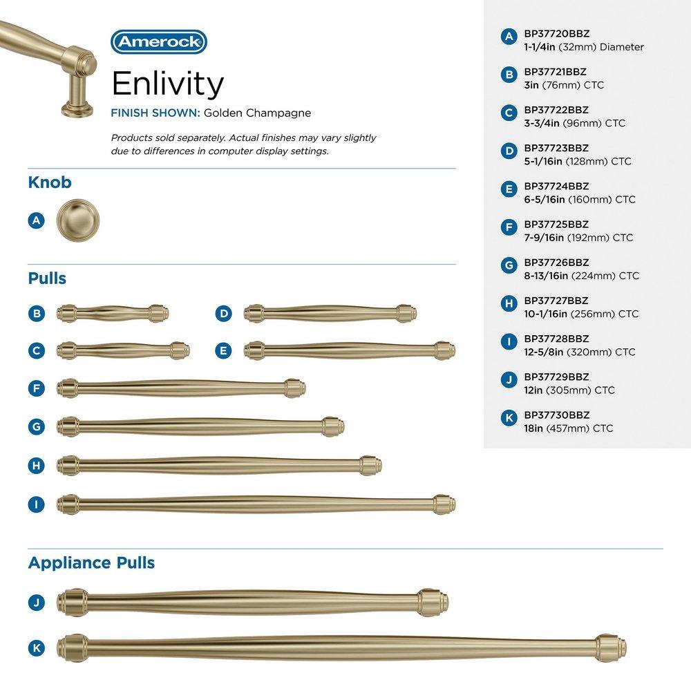 ENLIVITY 5-1/16 INCH 128MM CENTER-TO-CENTER GOLDEN CHAMPAGNE CABINET PULL 