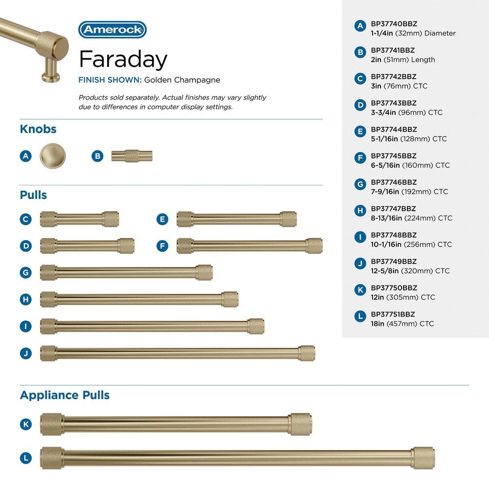 FARADAY 1-1/4 INCH 32MM DIAMETER GOLDEN CHAMPAGNE CABINET KNOB 