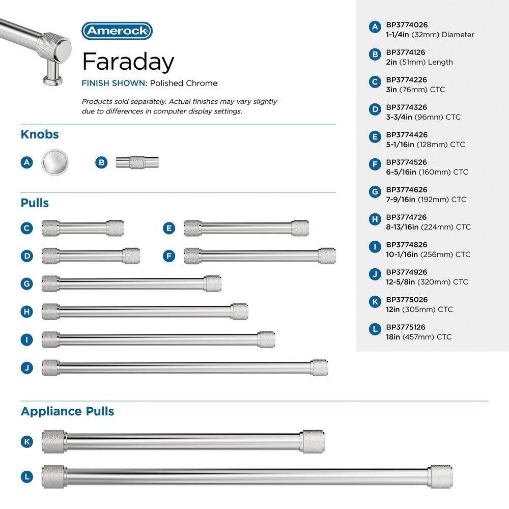 FARADAY 5-1/16 INCH 128MM CENTER-TO-CENTER POLISHED CHROME CABINET PULL 