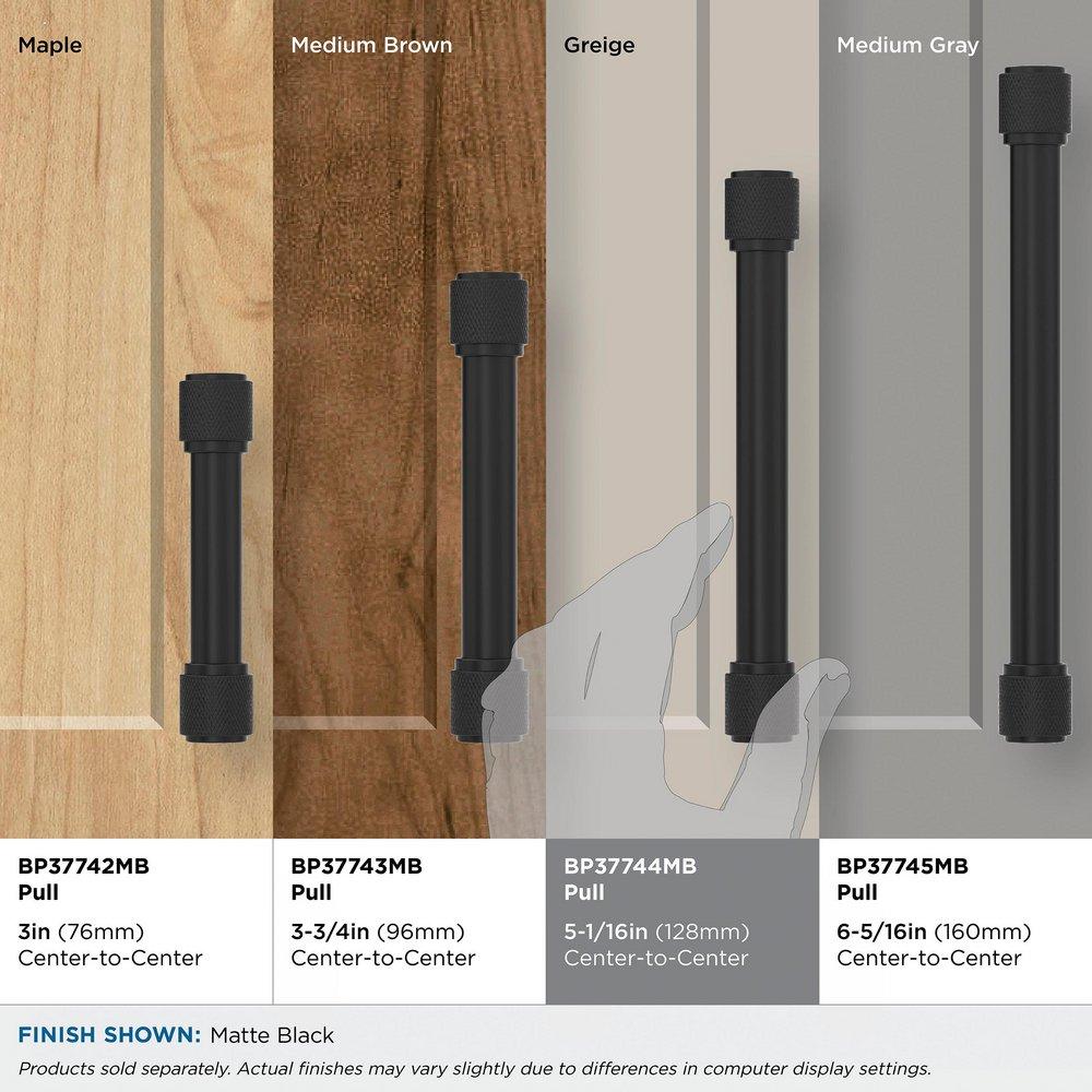 Amerock Matte Black 5-1/16 in. Center-to-Center Drawer Pull 