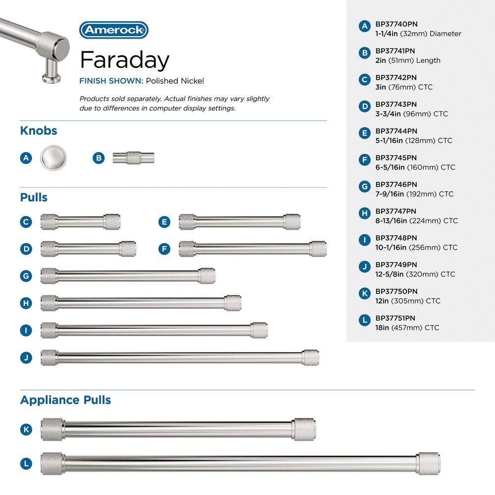 FARADAY 12-5/8 INCH 320MM CENTER-TO-CENTER POLISHED NICKEL CABINET PULL 