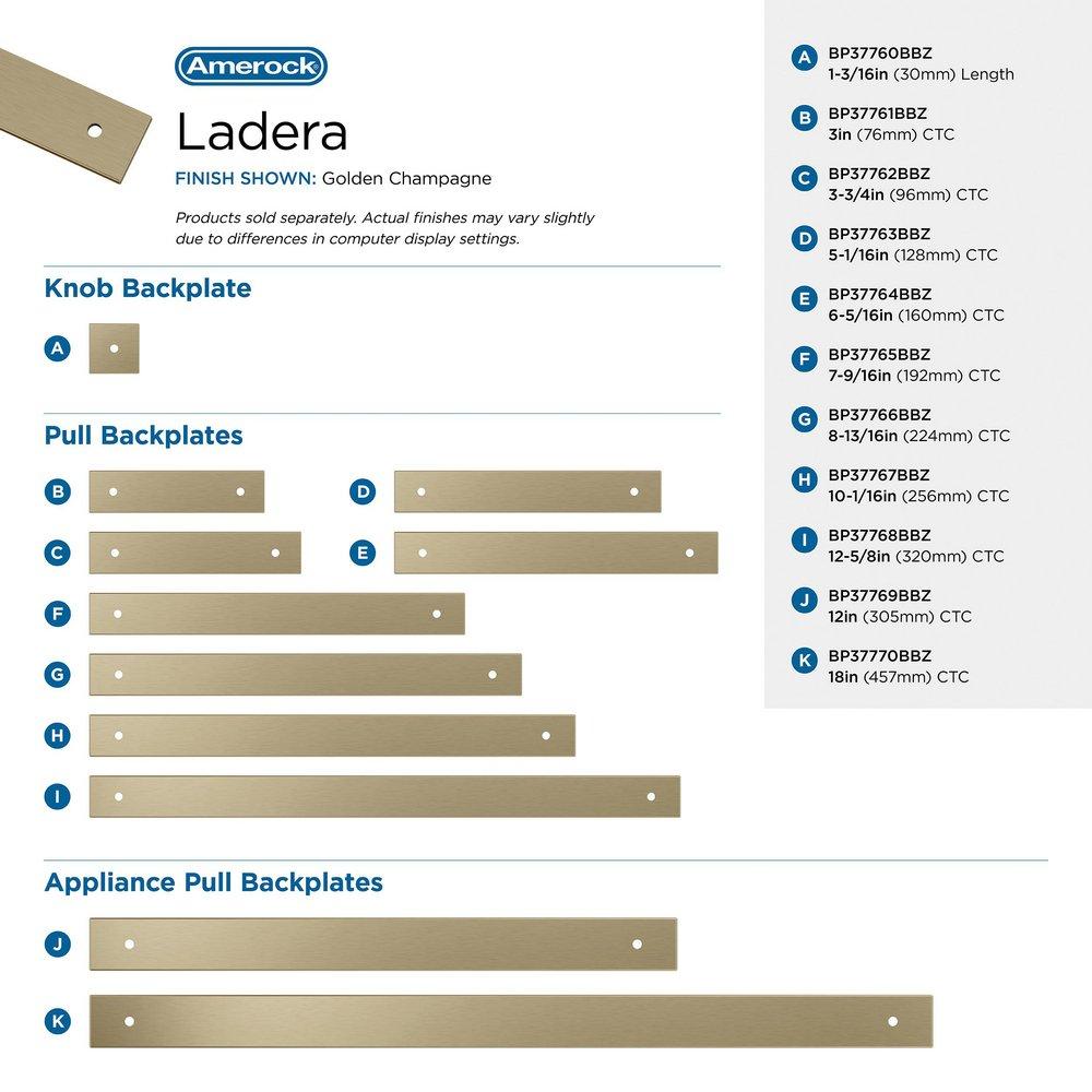 LADERA 12-5/8 INCH 320MM CENTER-TO-CENTER GOLDEN CHAMPAGNE CABINET BACKPLATE 