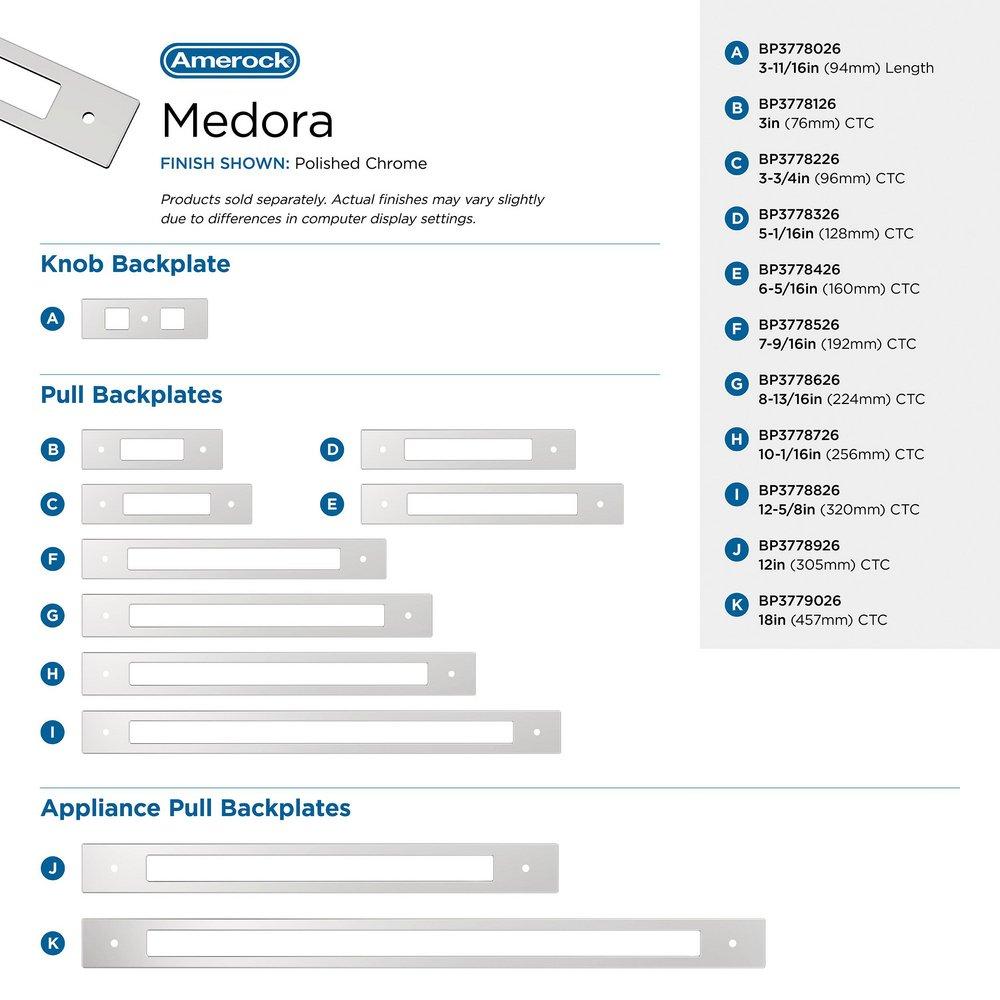 MEDORA 6-5/16 INCH 160MM CENTER-TO-CENTER POLISHED CHROME CABINET BACKPLATE 